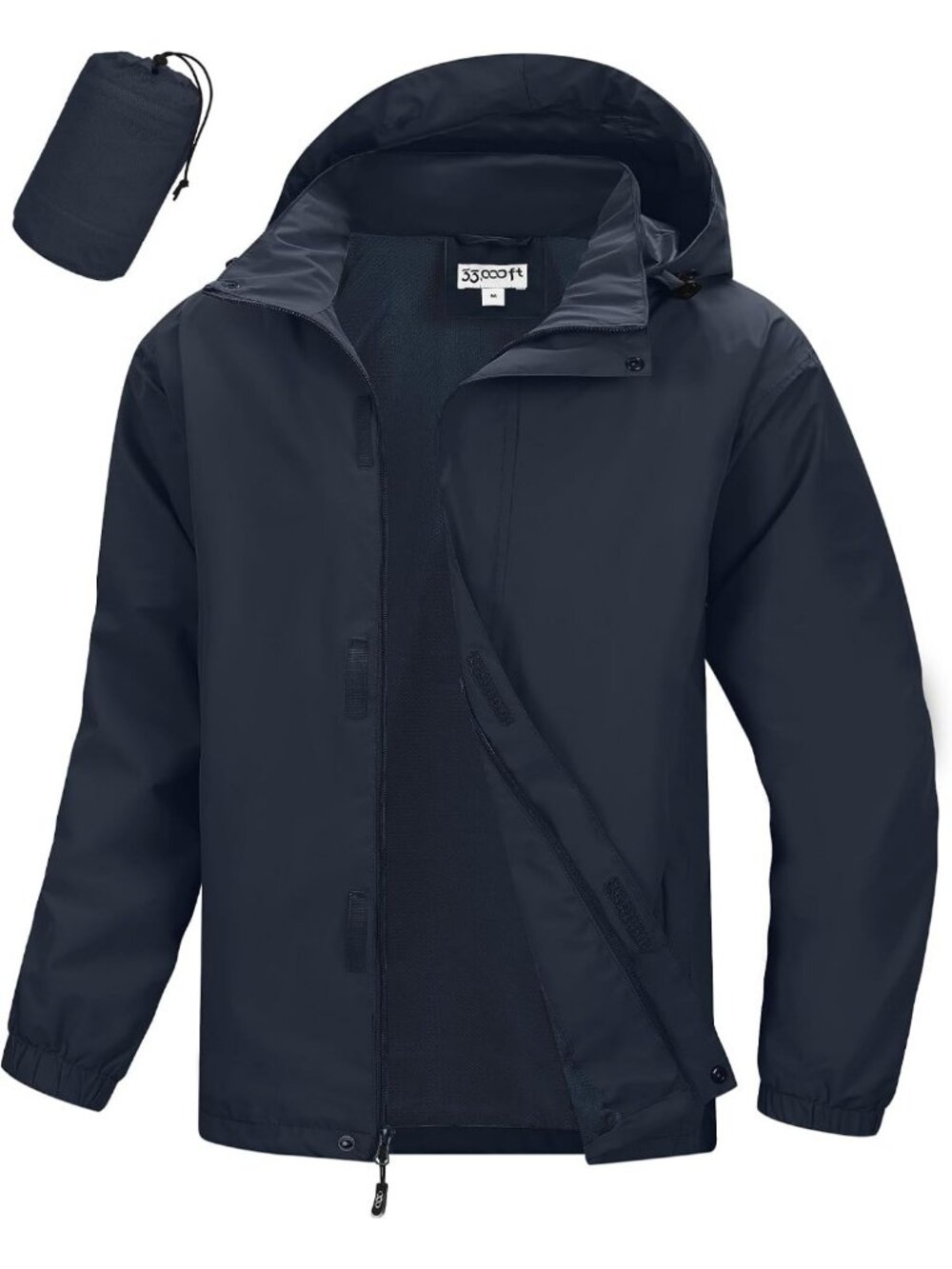 Lightweight Packable Men's Waterproof Rain Jacket with Hood - 33,000ft Shell